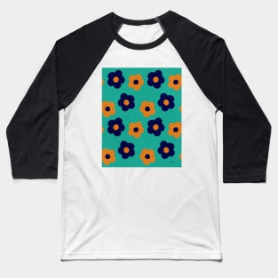 Retro Flower Power Green | Vintage | Pattern | Florals | Pastel Baseball T-Shirt